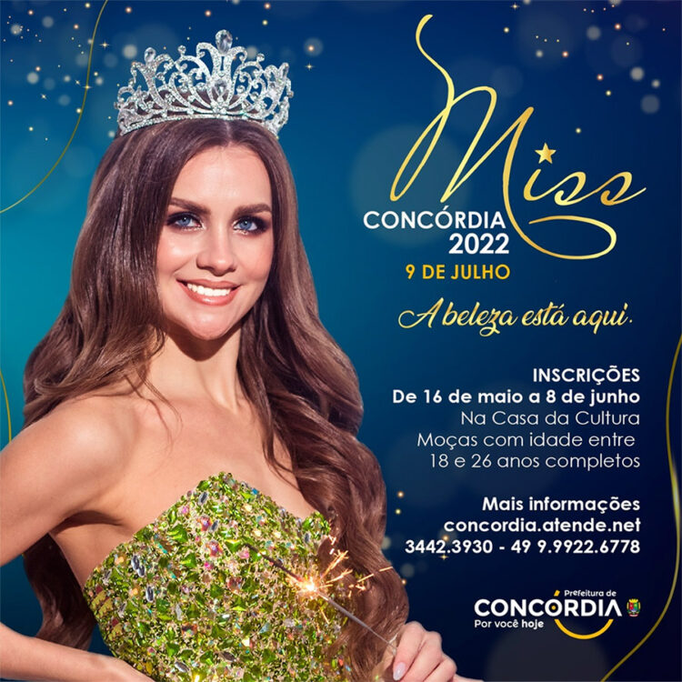 Miss Concórdia 2022 abrirá a programação dos 88 anos de Concórdia Bom