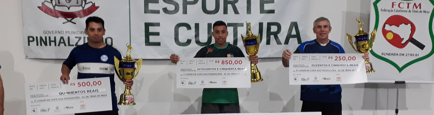Pódio Copa das Federações de Tênis de Mesa Joaçaba campeã geral/Foto: Assessoria de Imprensa