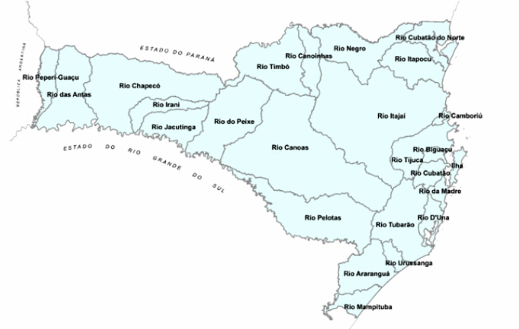 Bacias hidrográficas do estado de Santa Catarina/Fonte: DCSC