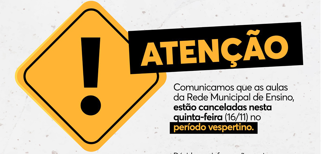 Aulas no período vespertino desta quinta-feira (16) estão canceladas da Rede Municipal de Ensino de Joaçaba