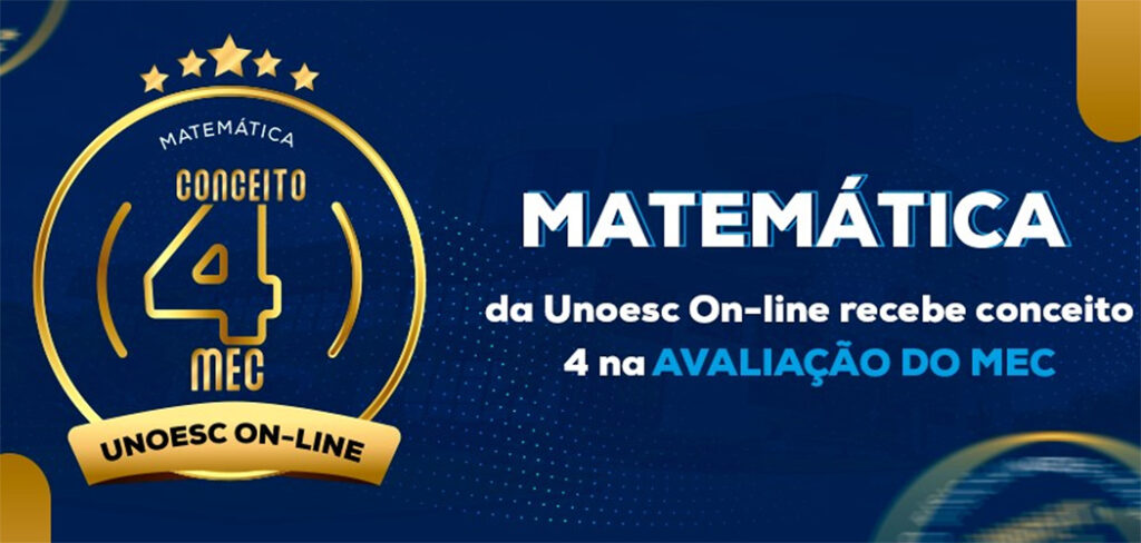 Curso de Matemática EaD da Unoesc recebe conceito 4 na avaliação do MEC 