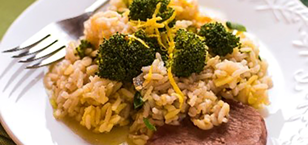 Risoto de Brócolis com Escalopinho