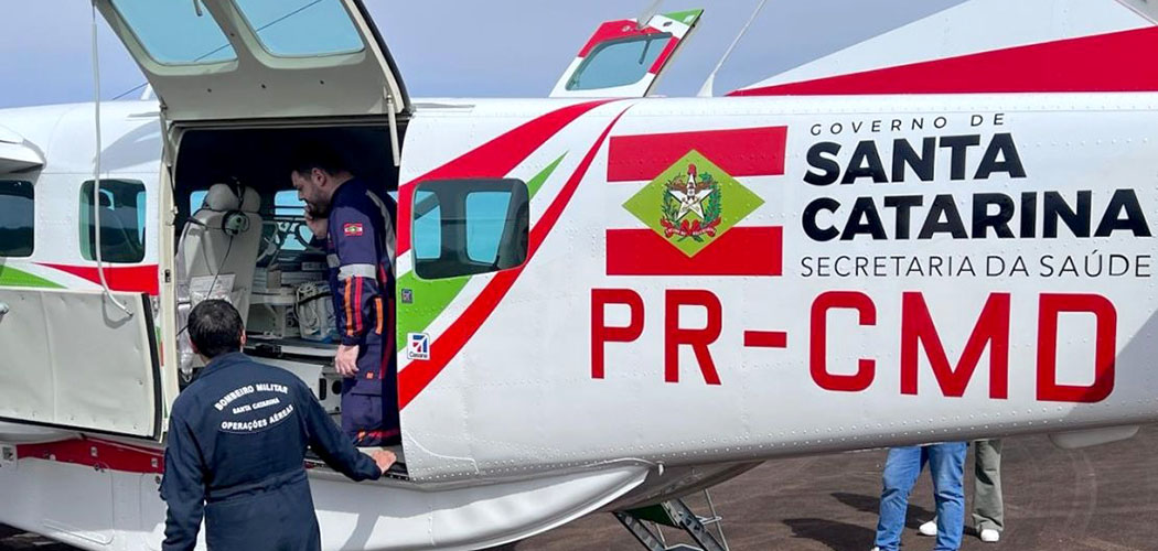 CBMSC realiza o primeiro Transporte Aeromédico em apoio ao RS/Foto: Divulgação/BOA - CBMSC
