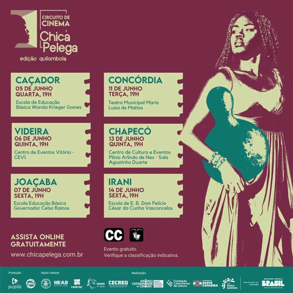 Circuito de Cinema Chica Pelega acontece no dia 7 de junho em Joaçaba