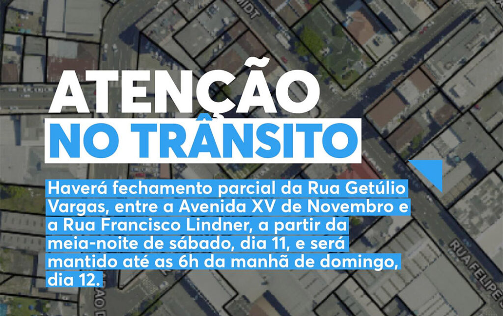 O fechamento terá início à meia-noite de sábado, dia 11, e será mantido até as 6h da manhã de domingo, dia 12