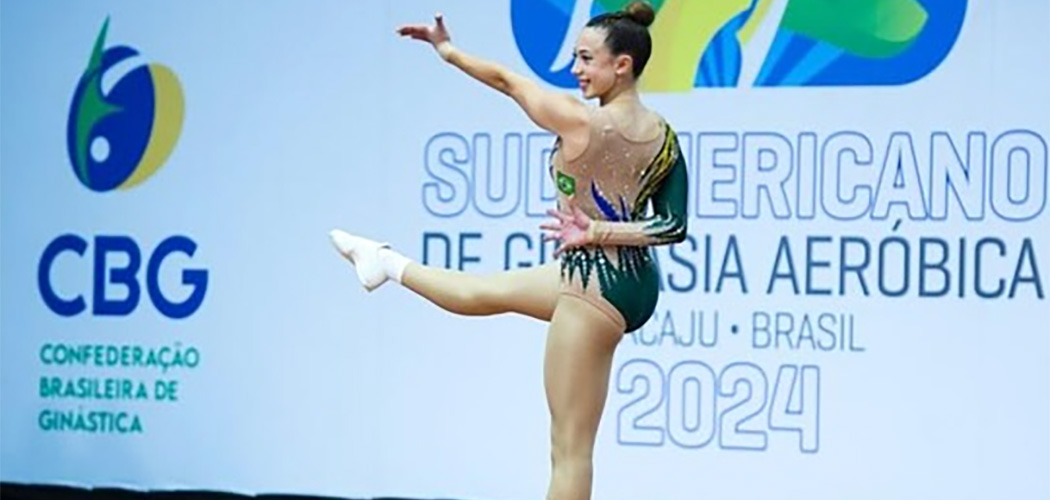 Alice Diniz Schramm, é a campeã sul-americana de ginástica aeróbica na categoria juvenil 