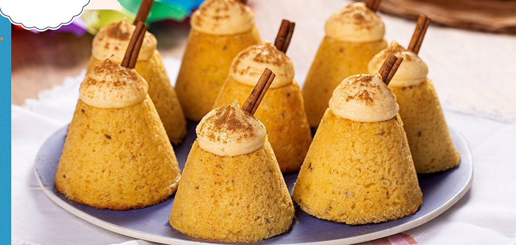 Cupcake de fubá com curau e canela
