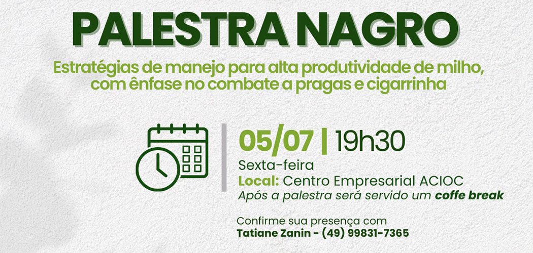 Núcleo do Agronegócio da ACIOC promove palestra sobre manejo para alta produtividade de milho em Joaçaba