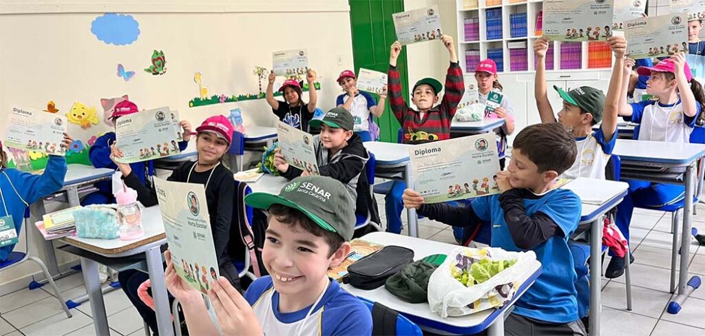 Alunos de Campos Novos comemoram sucesso do Programa Plantando para o Futuro/Foto: Divulgação Sistema Faesc/Senar/Sindicatos