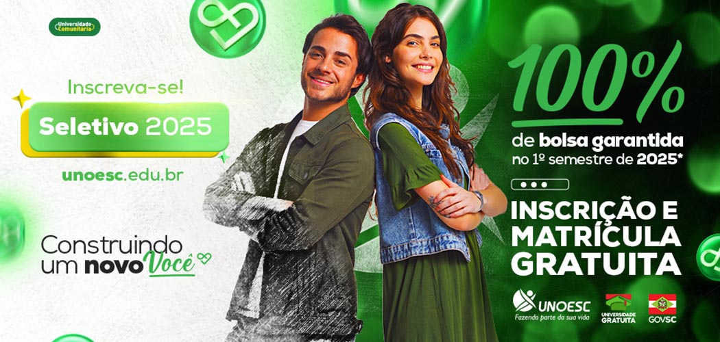 Unoesc oferta bolsas de 100% de desconto no primeiro semestre para os cursos presenciais