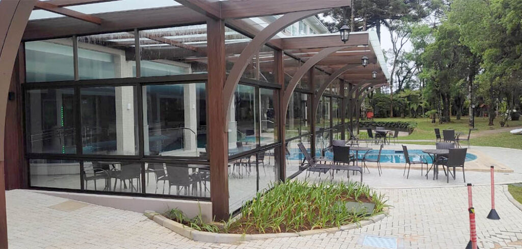 O Hotel Renar em Fraiburgo inaugura novo espaço de piscinas/Foto: Evandro Novak-TV Bom Dia SC