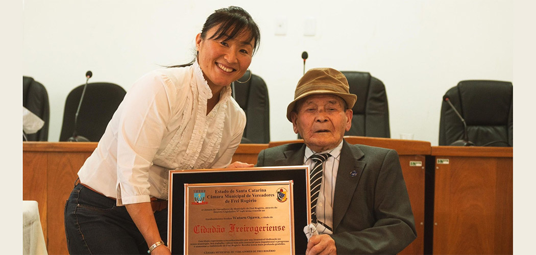 Wataru Ogawa é homenageado com Mensageiro da Paz em Frei Rogério/SC
