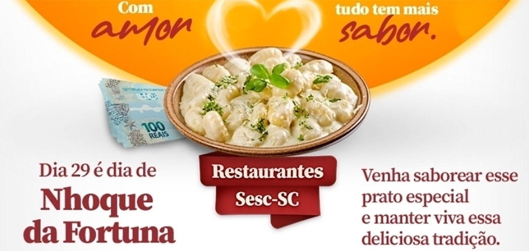 Sesc/SC promove o Nhoque da Fortuna nos restaurantes cadastrados