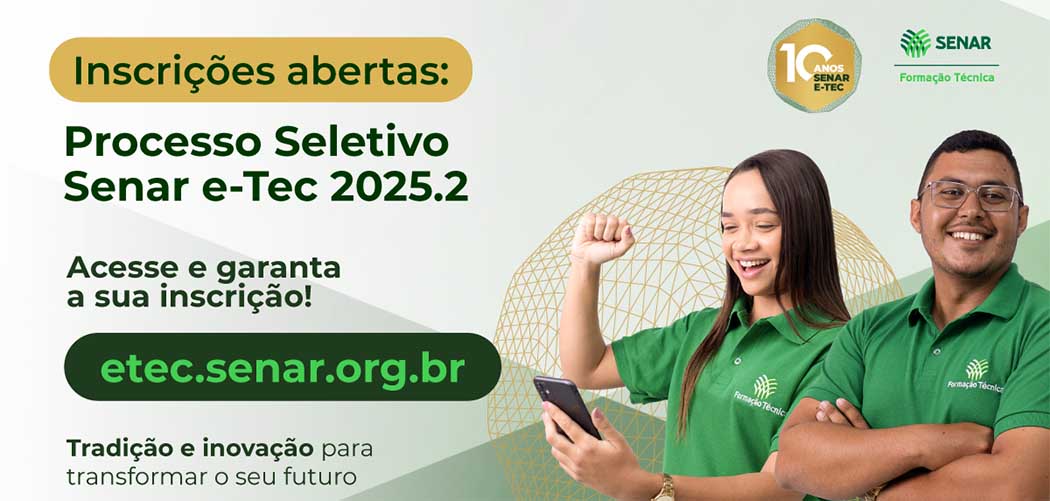 Inscrições para os Cursos Técnicos gratuitos do Sistema Faesc/Senar vão até o dia 23/06