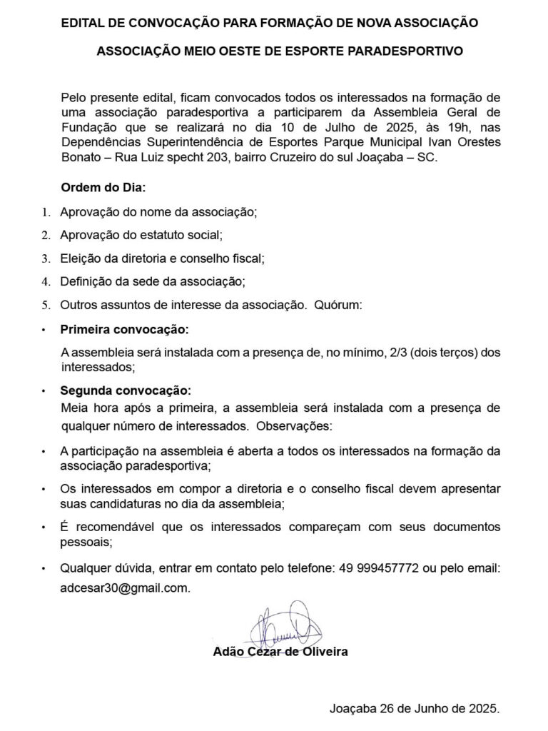 Edital de convocação