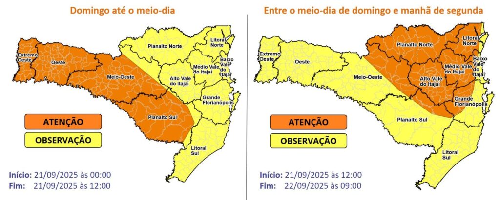 Forte frente fria traz risco de temporais em SC no fim de semana