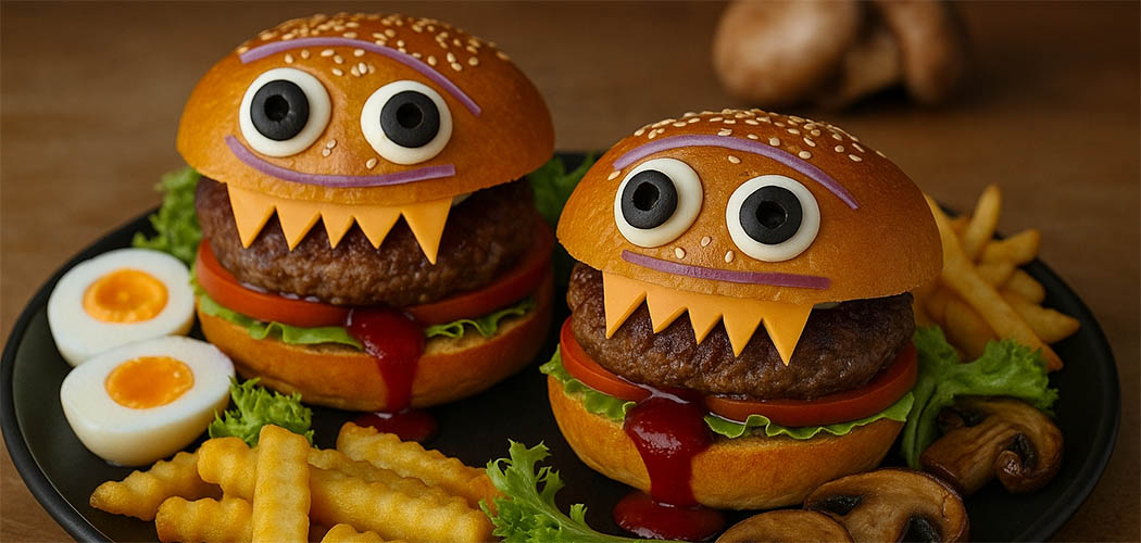 Hambúrguer monstro de halloween