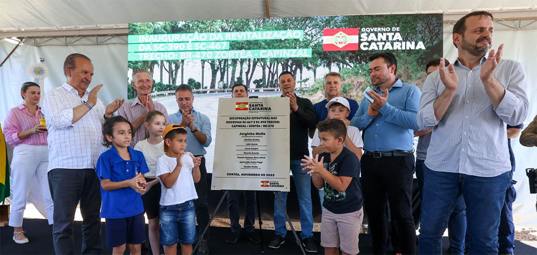 Jorginho Mello inaugura revitalização da SC-390 e da SC-467 entre Zortéa e Capinzal