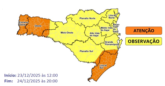 Calor extremo e temporais vão marcar a semana em Santa Catarina