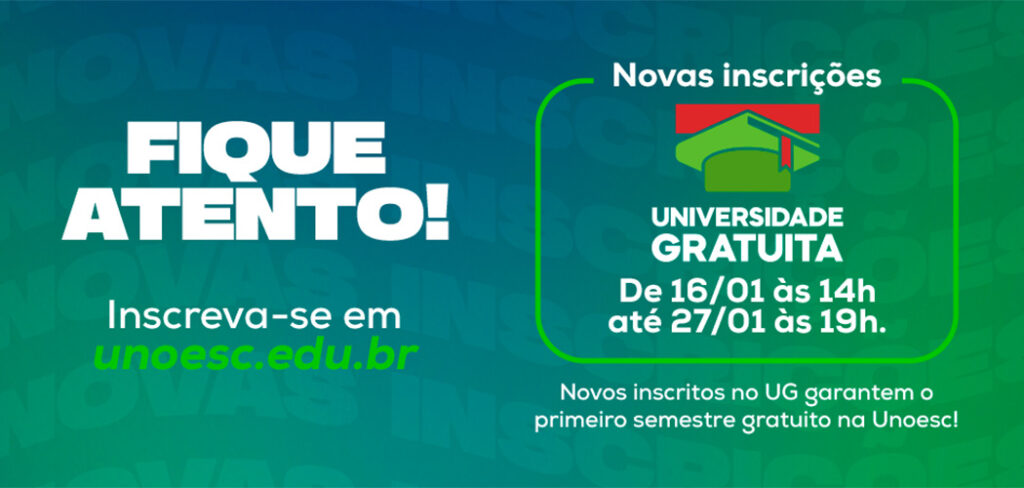 Secretaria de Estado da Educação (SED) divulgou o cronograma de inscrições do Universidade Gratuita para o primeiro semestre de 2026
