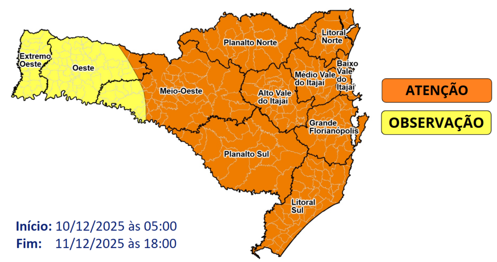 Chuva ultrapassa o esperado para o mês e provoca alagamentos e enxurradas em SC