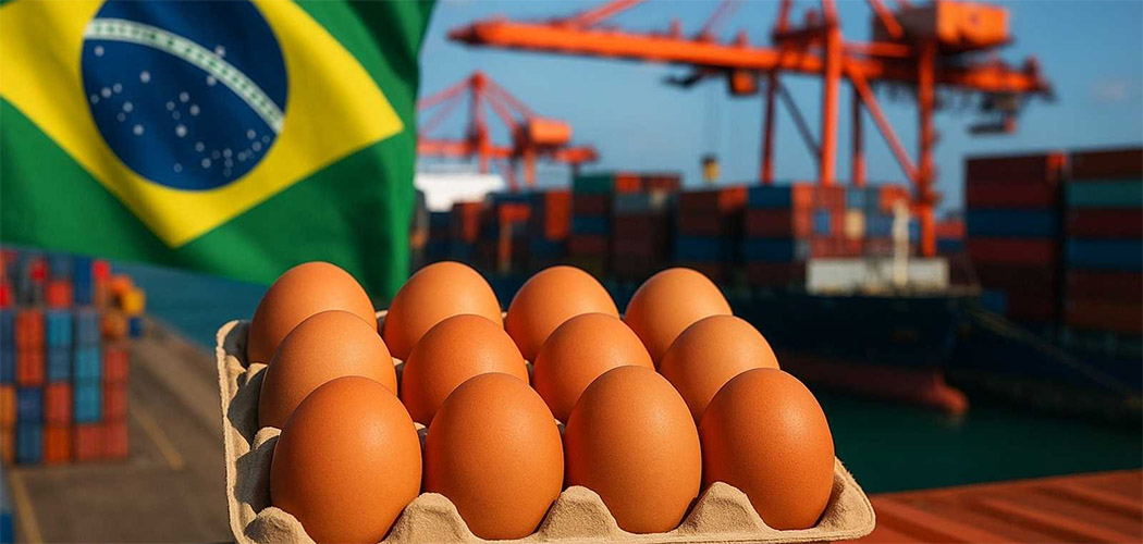 As exportações brasileiras de ovos totalizaram 40.894 toneladas nos 12 meses de 2025