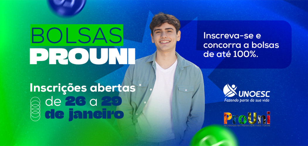 Inscrições para bolsas ProUni Unoesc
