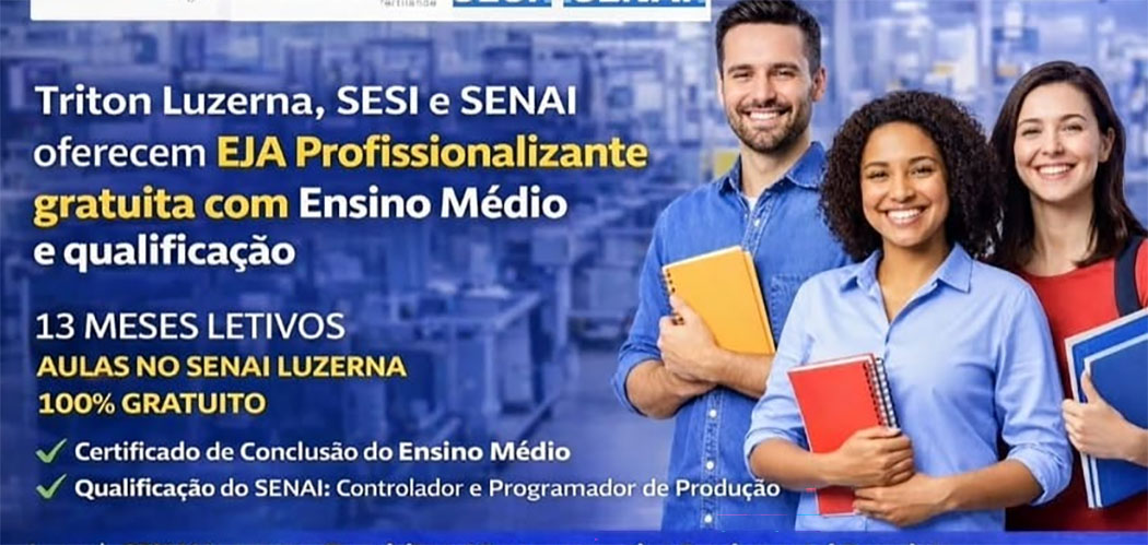 Triton Luzerna, SESI e SENAI oferecem EJA Profissionalizante gratuita à população