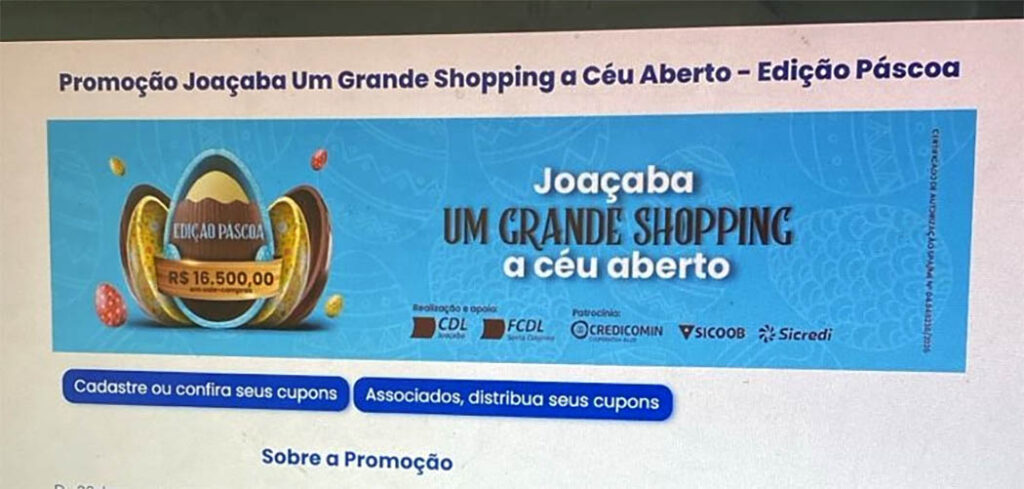CDL Joaçaba lança campanha de Páscoa “Um Grande Shopping a Céu Aberto” com R$ 16,5 mil em prêmios