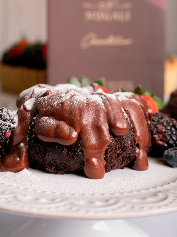 Mini Bolo Vulcão de Chocolate Vegano