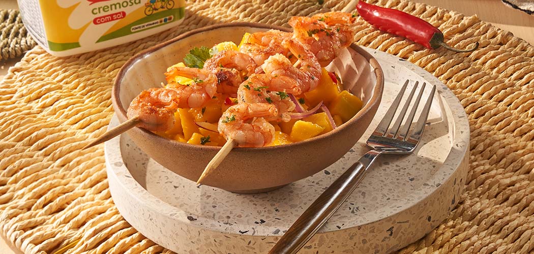 Ceviche de Manga com Camarão Salteado