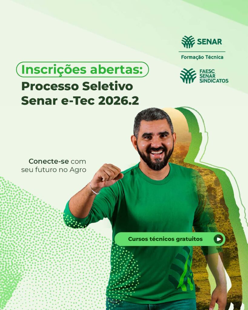 Sistema FAESC/SENAR abre inscrições para cursos técnicos gratuitos da rede E-tec
