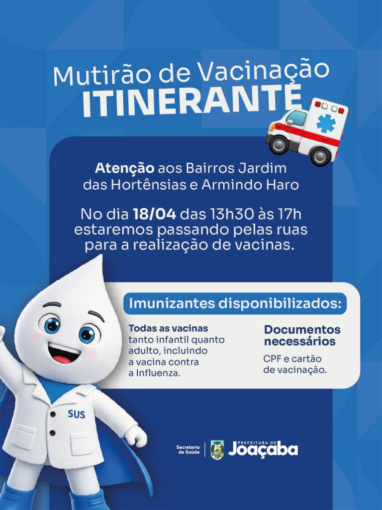 Mutirão de Vacinação Itinerante leva imunização aos bairros de Joaçaba neste sábado (18)