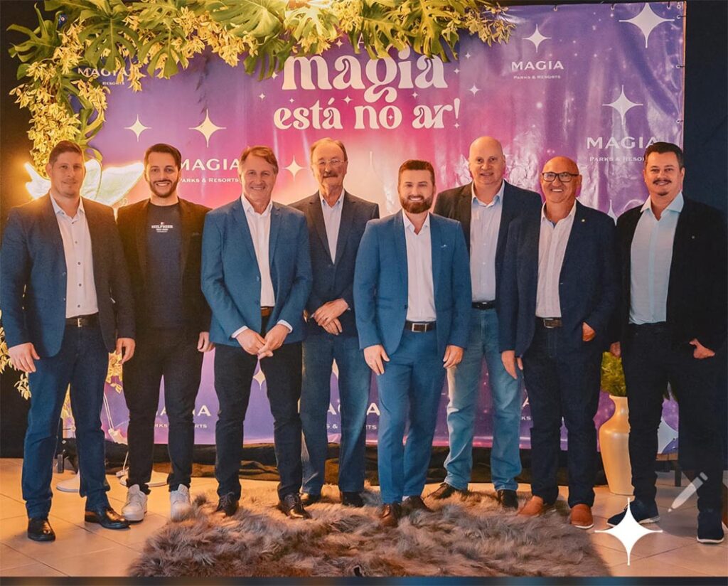 Sócios do Grupo Magia (Igor Schwingel, Matheus Mattiello, Nadir Mattiello, Werner Kunze, Juarez Tavares, Juarês Sandi, Moacir Luchezi e Irídio Mayer)