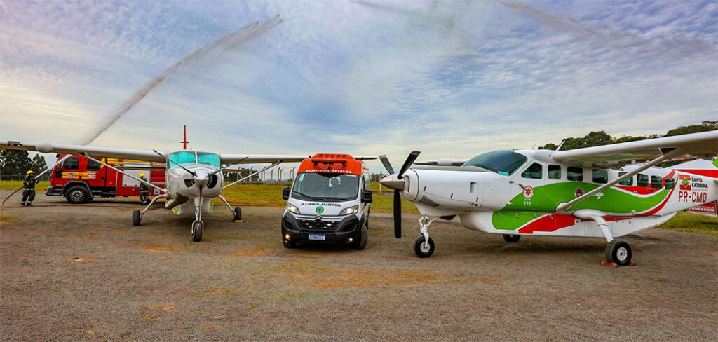 Serviço aeromédico em Joaçaba celebra 2 anos com quase 400 missões e 700 vidas impactadas pelo CBMSC