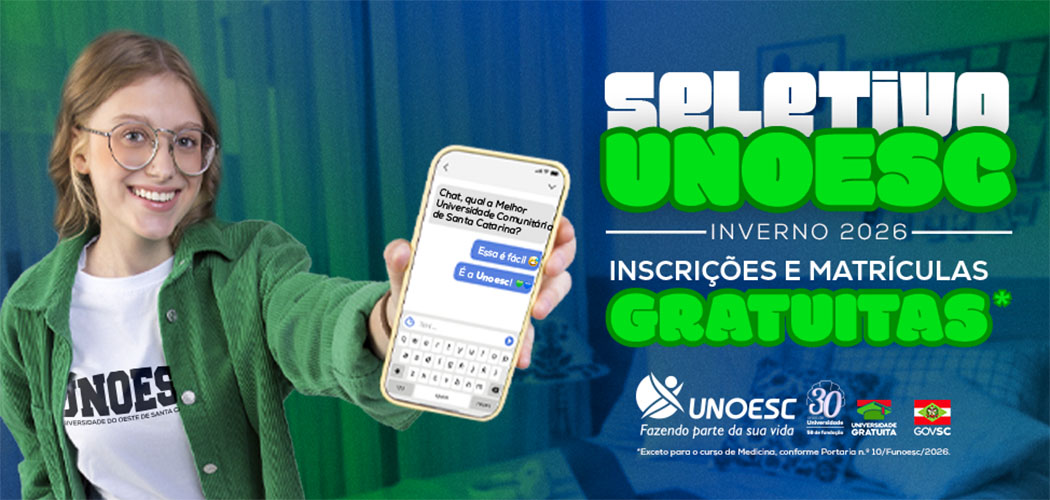 Seletivo Unoesc abre inscrições para o segundo semestre de 2026