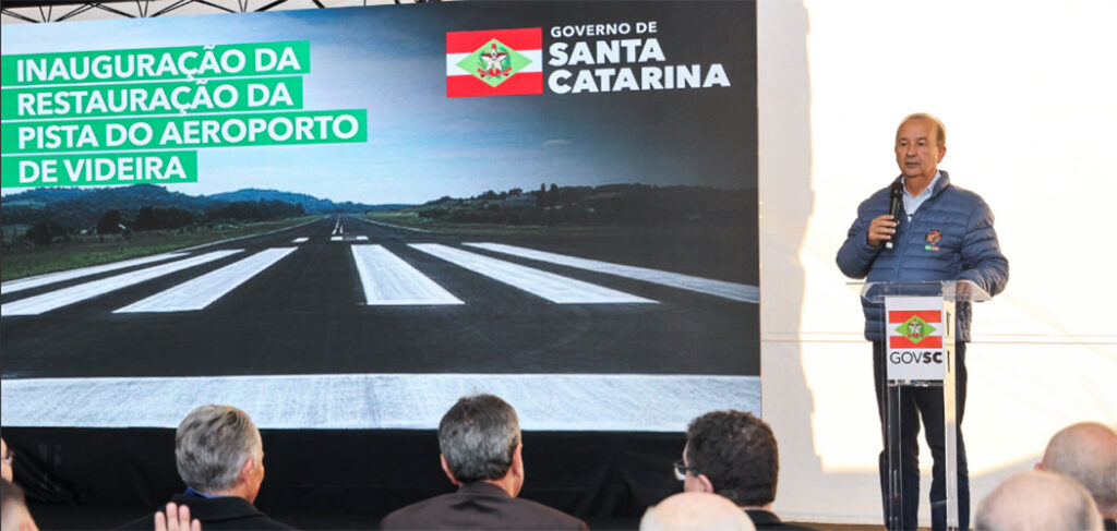 Governador Jorginho Mello inaugurou, nesta quinta-feira, 4, as obras de revitalização do Aeroporto Ângelo Ponzoni, em Videira