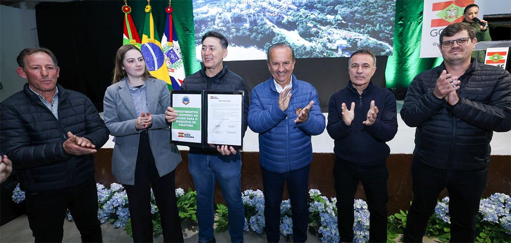 Governador Jorginho Mello autoriza, em Piratuba, obra do Programa Estrada Boa Rural