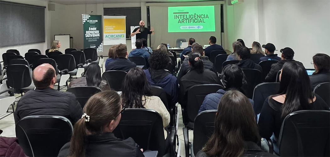 Workshop da ACIRCAN em Campos Novos, destaca IA como aliada da produtividade e da organização nas empresas