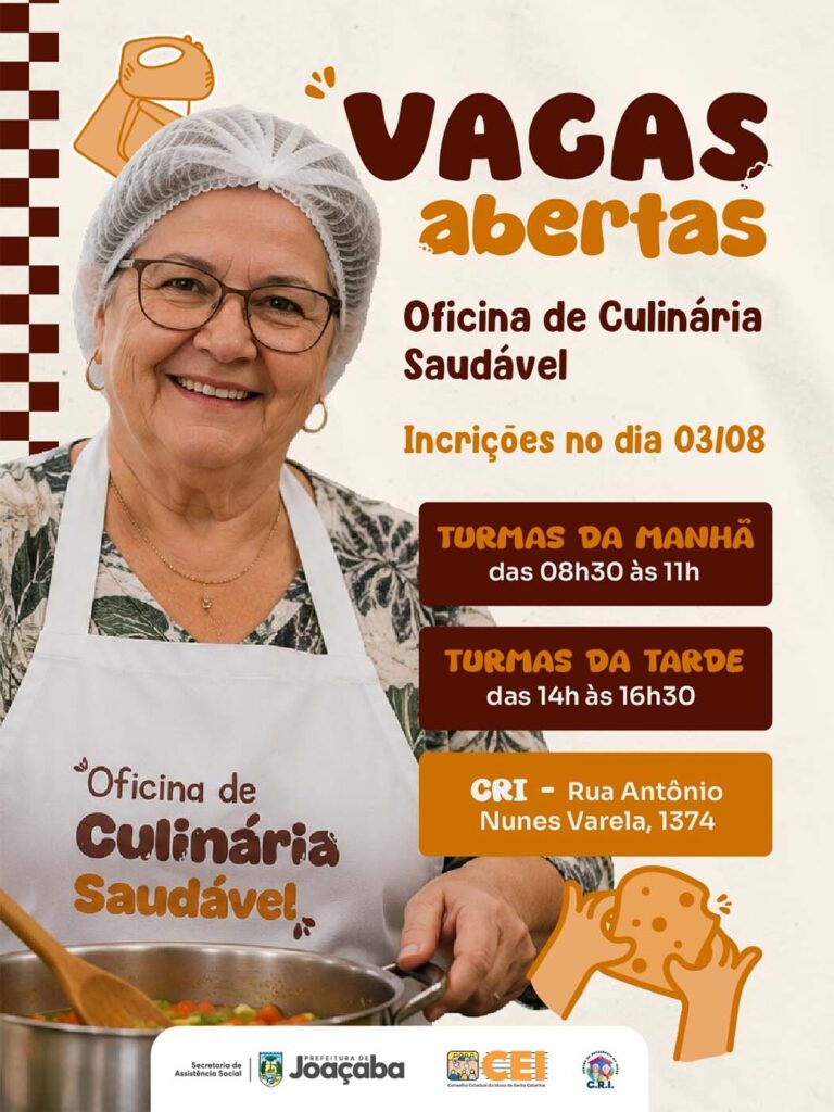 Prefeitura de Joaçaba abre inscrições para oficinas gratuitas de Culinária e Gastronomia Saudável
