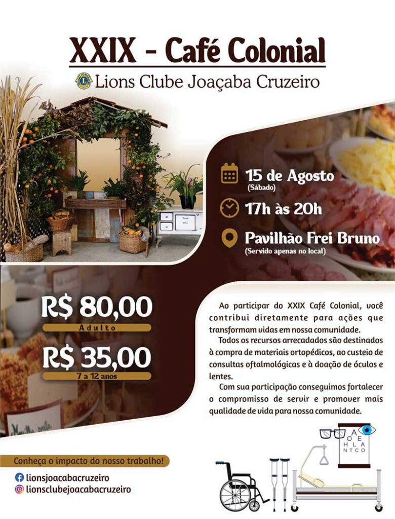 XXIX Café Colonial do Lions Clube Joaçaba Cruzeiro une tradição, gastronomia e solidariedade em prol da comunidade