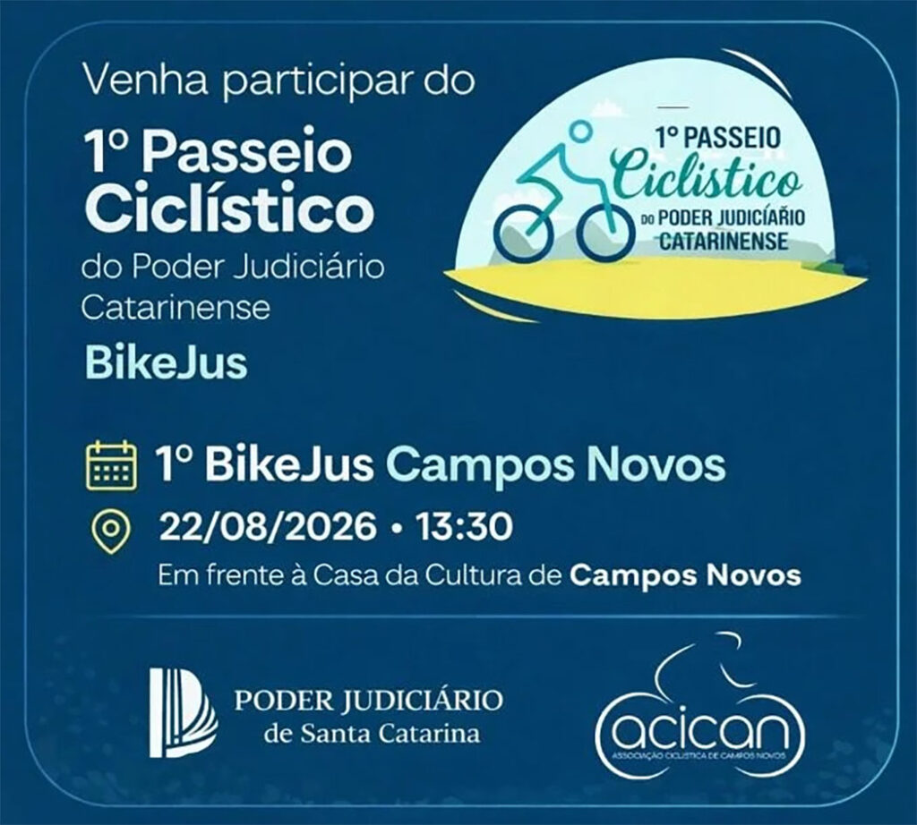 Comarca de Campos Novos promove o 1º Bike Jus no próximo sábado (22/08)