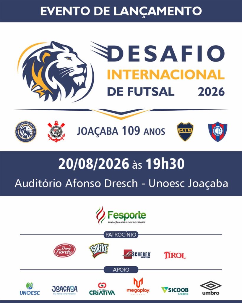 Joaçaba Futsal lança oficialmente o Desafio Internacional de Futsal nesta quinta-feira (20)