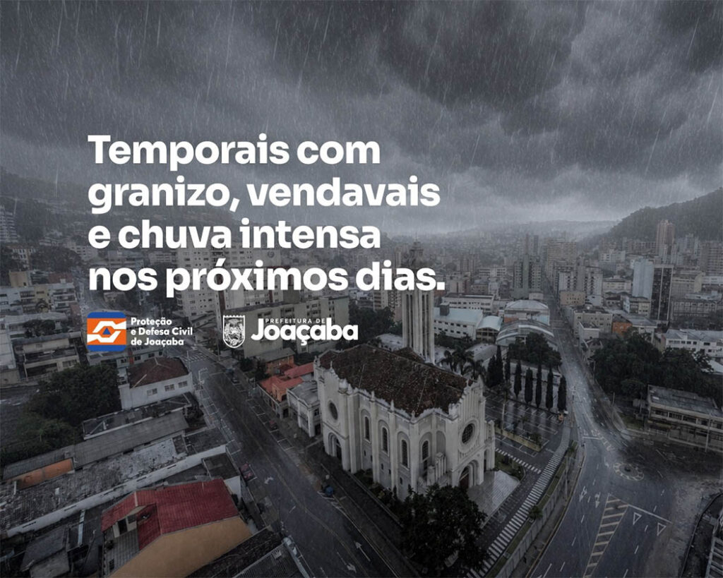 Defesa Civil de Joaçaba alerta para risco de temporais e chuva intensa no fim de semana