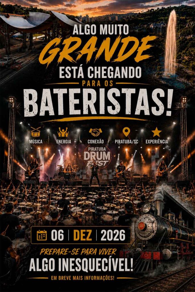 Piratuba se prepara para receber o 1º Drum Fest, um superevento voltado aos bateristas