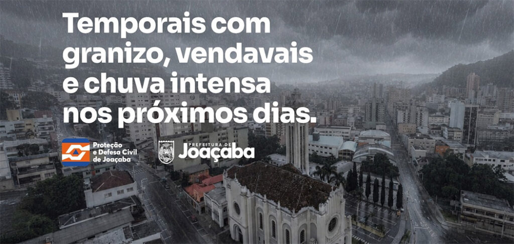 Defesa Civil de Joaçaba alerta para risco de temporais e chuva intensa no fim de semana