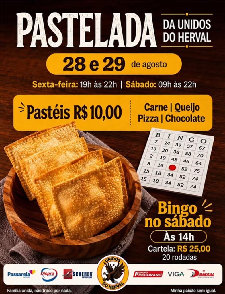 Pastelada da Unidos do Herval reúne sabor, tradição e solidariedade em dois dias de programação no Ninho da Águia