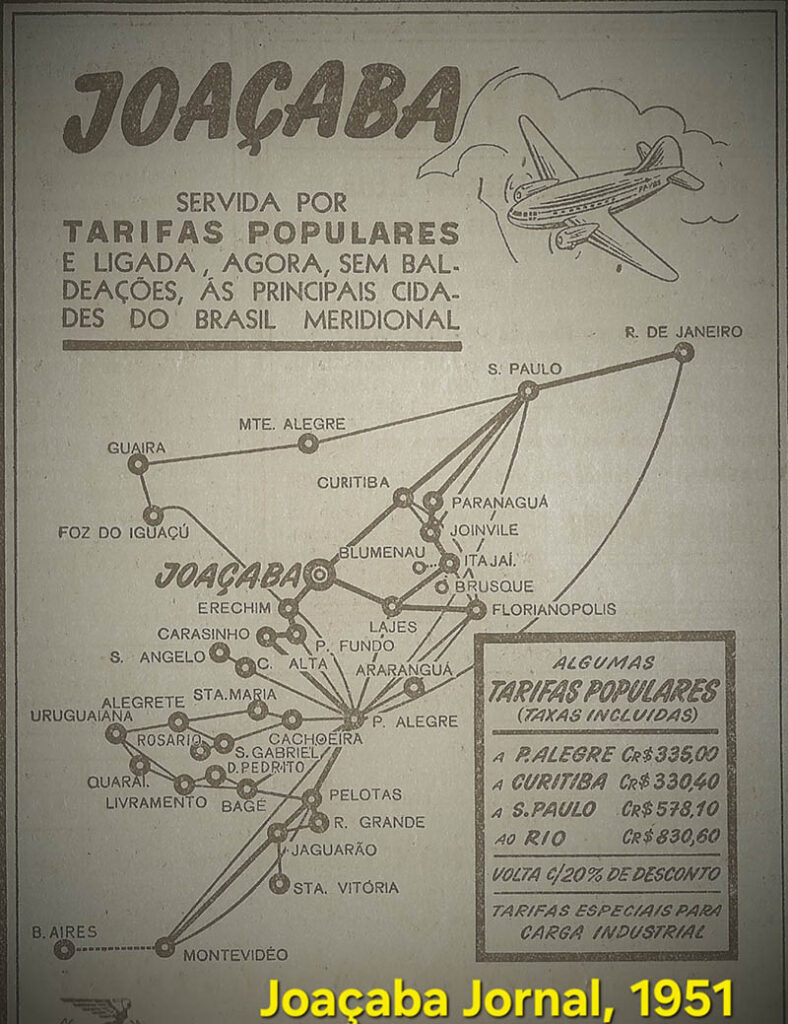 Aeroporto no Joaçaba Jornal, 1951