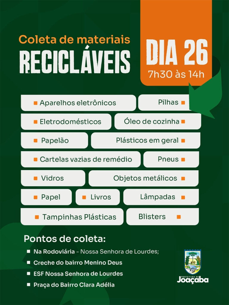 Joaçaba promove campanha de arrecadação de materiais recicláveis no dia 26 de setembro