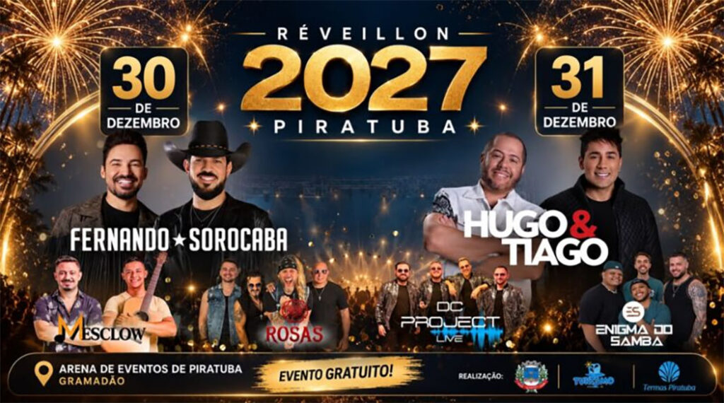 Piratuba divulga programação oficial do Réveillon 2027 com shows nacionais